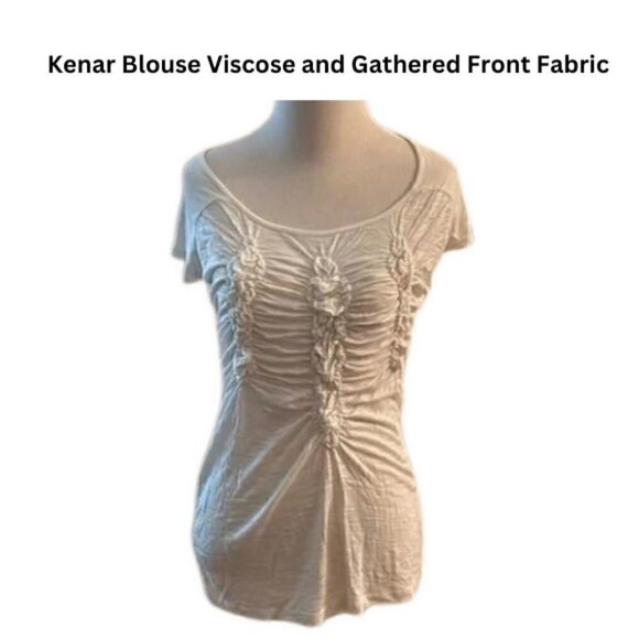 Kenar Blouse Viscose and Gathered Front Fabric Short Sleeves White Women's Small - Picture 1 of 6